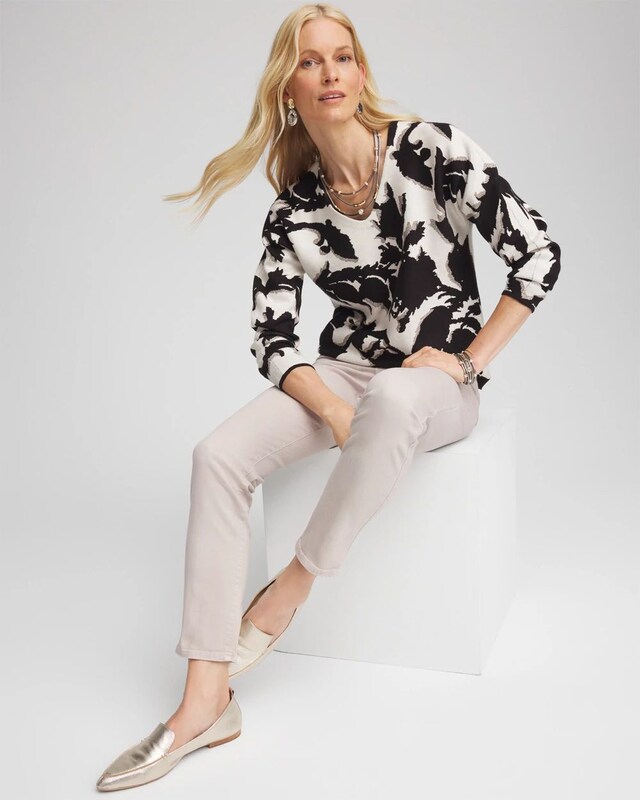 Jacquard Paisley Metallic Pullover Sweater - image 2